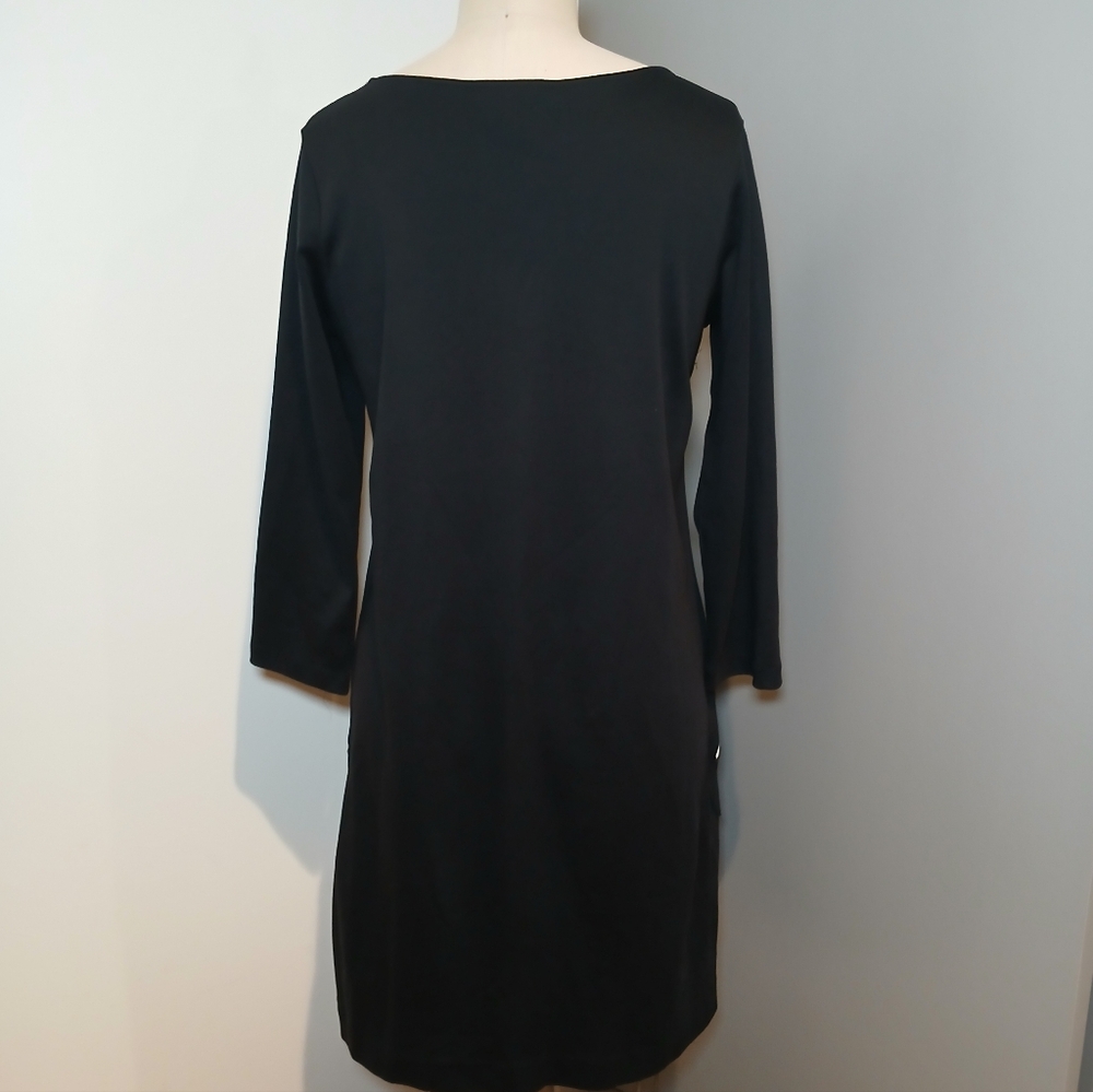 Joan Vass Black Shift Dress With Zipper Pockets / Large - Picture 2 of 6